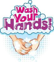 lavarse las manos banner de fuente con lavado de manos con jabón de burbujas
