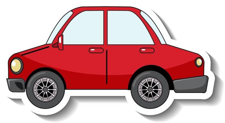 Sticker template with a red car isolated