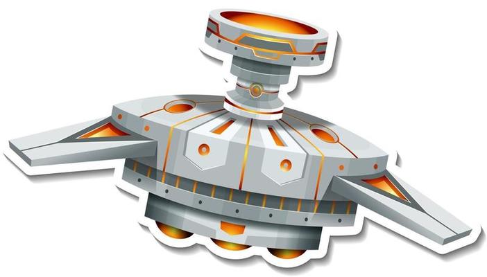 A sticker template with UFO or satellite isolated