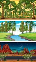 Different types of forest horizontal scenes vector
