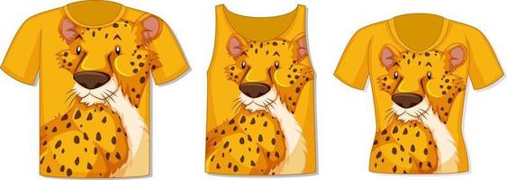 parte delantera de la camiseta con plantilla de leopardo vector