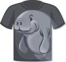 Front of t-shirt with manatee template vector