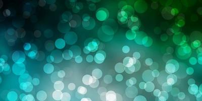 Light Blue, Green vector background with bubbles. Abstract colorful disks on simple gradient background. Pattern for websites.