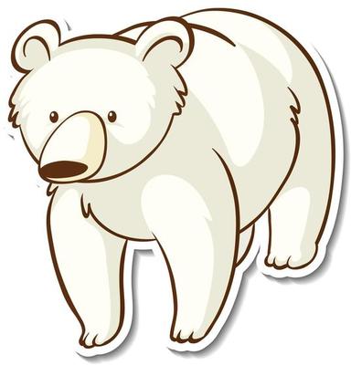 Sticker design with polar bear isolated