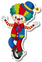 Sticker template with happy clown cartoon character vector