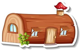 A sticker template with Fantasy log house isolated