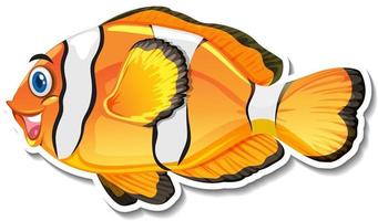 Cute clownfish cartoon character sticker vector