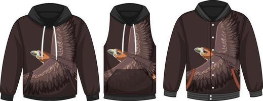 Set of different jackets with hawk template vector