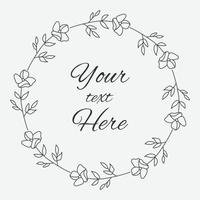 Hand Drawn Leaf Frame. Floral Wreath Design vector