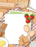 Top view of empty paper on the table with bakery ingredient element vector