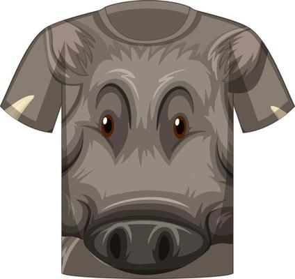 Front of t-shirt with face of wild boar pattern