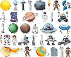 Set of stickers with Solar system objects isolated vector