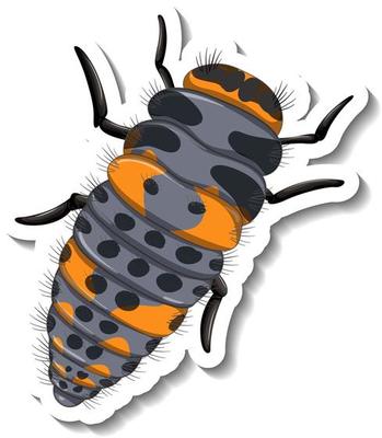 A sticker template with top view of a caterpillar isolated