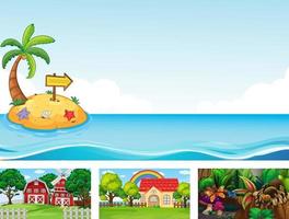 Four different nature horizontal scene vector