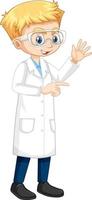 A boy cartoon character wearing laboratory coat vector