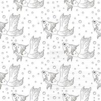 Line Art Goldfish Seamless Pattern vector