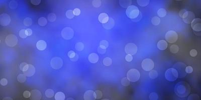 Dark BLUE vector texture with disks. Illustration with set of shining colorful abstract spheres. Pattern for wallpapers, curtains.