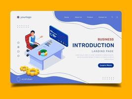 Isometric business introduction illustration with businessman