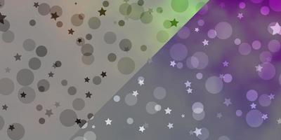 plantilla de vector con círculos, estrellas. Ilustración con un conjunto de esferas abstractas de colores, estrellas. patrón para el diseño de tela, fondos de pantalla.