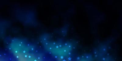 Dark BLUE vector background with small and big stars. Shining colorful illustration with small and big stars. Best design for your ad, poster, banner.