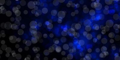 Dark BLUE vector backdrop with dots. Glitter abstract illustration with colorful drops. Pattern for business ads.