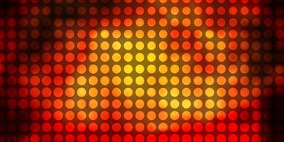 Dark Orange vector background with circles. Illustration with set of shining colorful abstract spheres. Pattern for wallpapers, curtains.