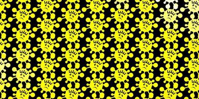 Dark yellow vector background with covid-19 symbols.