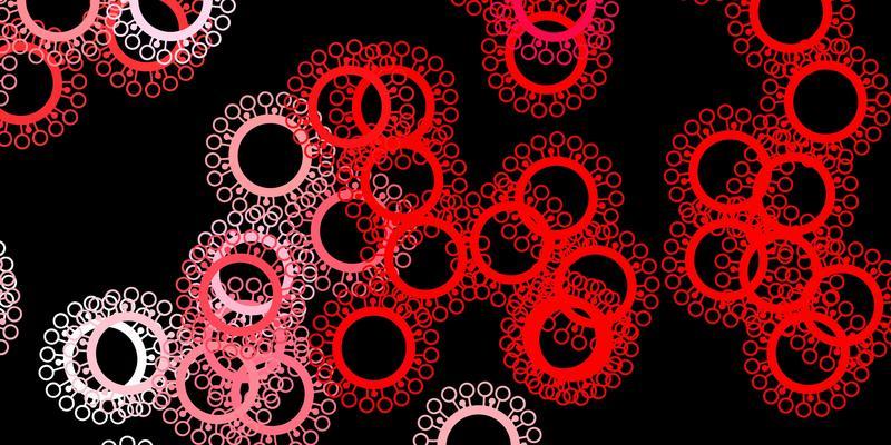 Dark red vector backdrop with virus symbols.