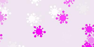 Telón de fondo de vector rosa claro con símbolos de virus.