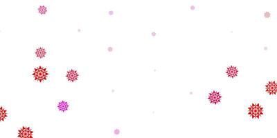 Light red vector pattern with colored snowflakes.