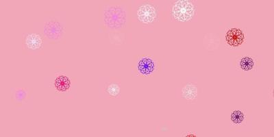 Light pink, red vector doodle pattern with flowers.