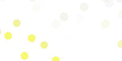 Light yellow vector pattern with colored snowflakes.