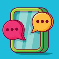 chatting on smartphone concept symbol illustration in outline flat style vector