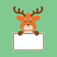 Cute Deer Holding Blank Text Board vector