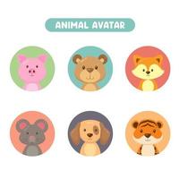 conjunto 6 de avatar animal vector