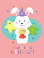 Lovely First Birthday Card Design vector