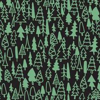 bosque de pinos dibujados a mano de patrones sin fisuras vector