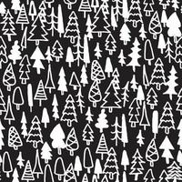 Seamless pattern hand drawn pine forest vector