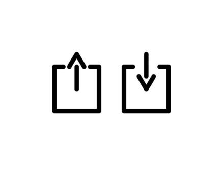 Download and Upload line icon in black, isolated on white background. Flat design. Trendy outline minimalistic logo for app, graphic design, infographic, web site, ui, ux, dev. Vector EPS 10