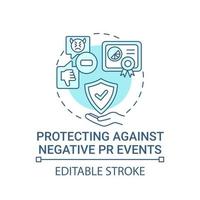 Protecting against negative PR events concept icon. Strong brand abstract idea thin line illustration. Creating response plan. Crisis management. Vector isolated outline color drawing. Editable stroke