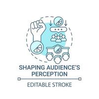 Shaping audience perception concept icon. Strong brand benefit abstract idea thin line illustration. Engaged social media presence. Vector isolated outline color drawing. Editable stroke