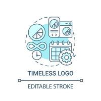 Timeless logo concept icon. Logotype design abstract idea thin line illustration. Classic look. Gaining attention to brand in any moment. Vector isolated outline color drawing. Editable stroke