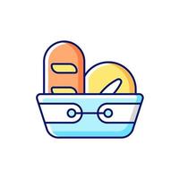 Bread basket RGB color icon. Isolated vector illustration. Container for storing bakery products. Specialy designed kitchen equipment. Dinnerware for everyday usage simple filled line drawing.
