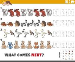 educational pattern game for children with cartoon animals vector