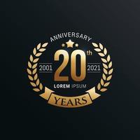 Anniversary emblems template design with gold number style vector