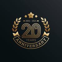 Anniversary emblems template design with gold number style vector