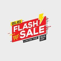 Flash sale banner template special offer with thunder vector