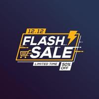 Flash sale banner template special offer with thunder vector