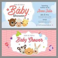 Baby shower invitation template with cute animal theme vector