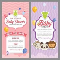 Baby shower invitation template with cute animal theme vector